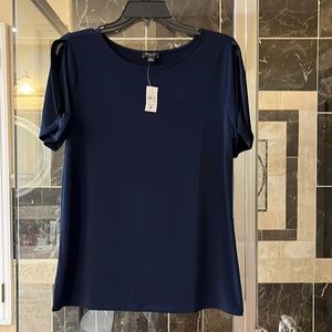 Ann Taylor Factory navy blue blouse, size M, NWT.